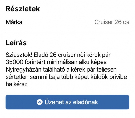 Marketplace hirdetés